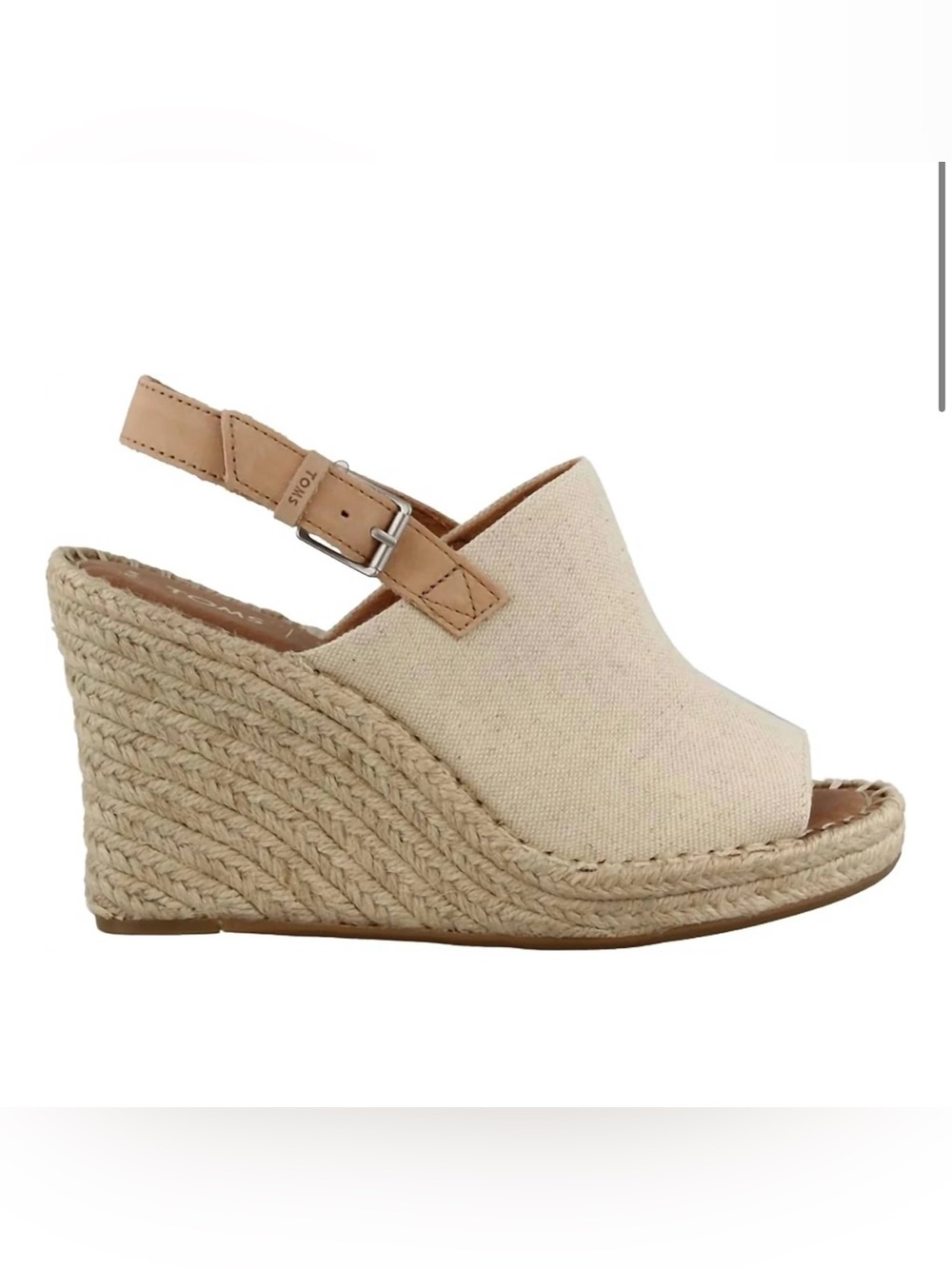 NWT Toms Monica Espadrille Sandals Natural Oxford (Cream) Wedge Heal SZ 9.5W